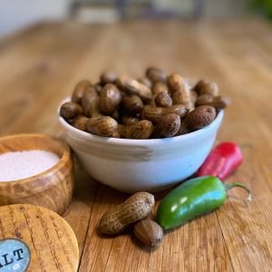 Bowl of Spicy Boiled Peanuts on a table