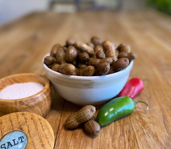 Bowl of Spicy Boiled Peanuts on a table